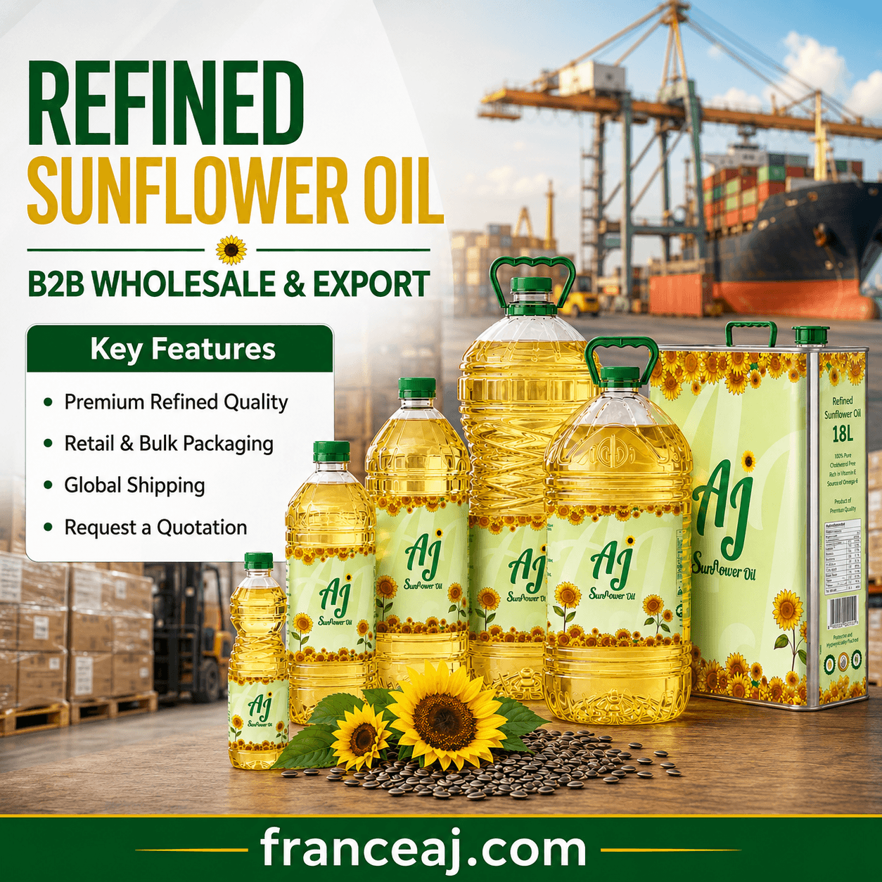 Refined Sunflower Oil wholesale export - bulk and retail packaging