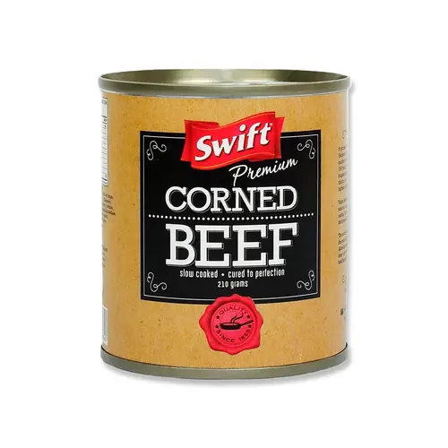 View details of Swift Premium Corned Beef Swift Premium halal corned beef, 340g cans in 24x340g export carton for bulk wholesale | France AJ Alimentaire And Food Export And Import LTDA